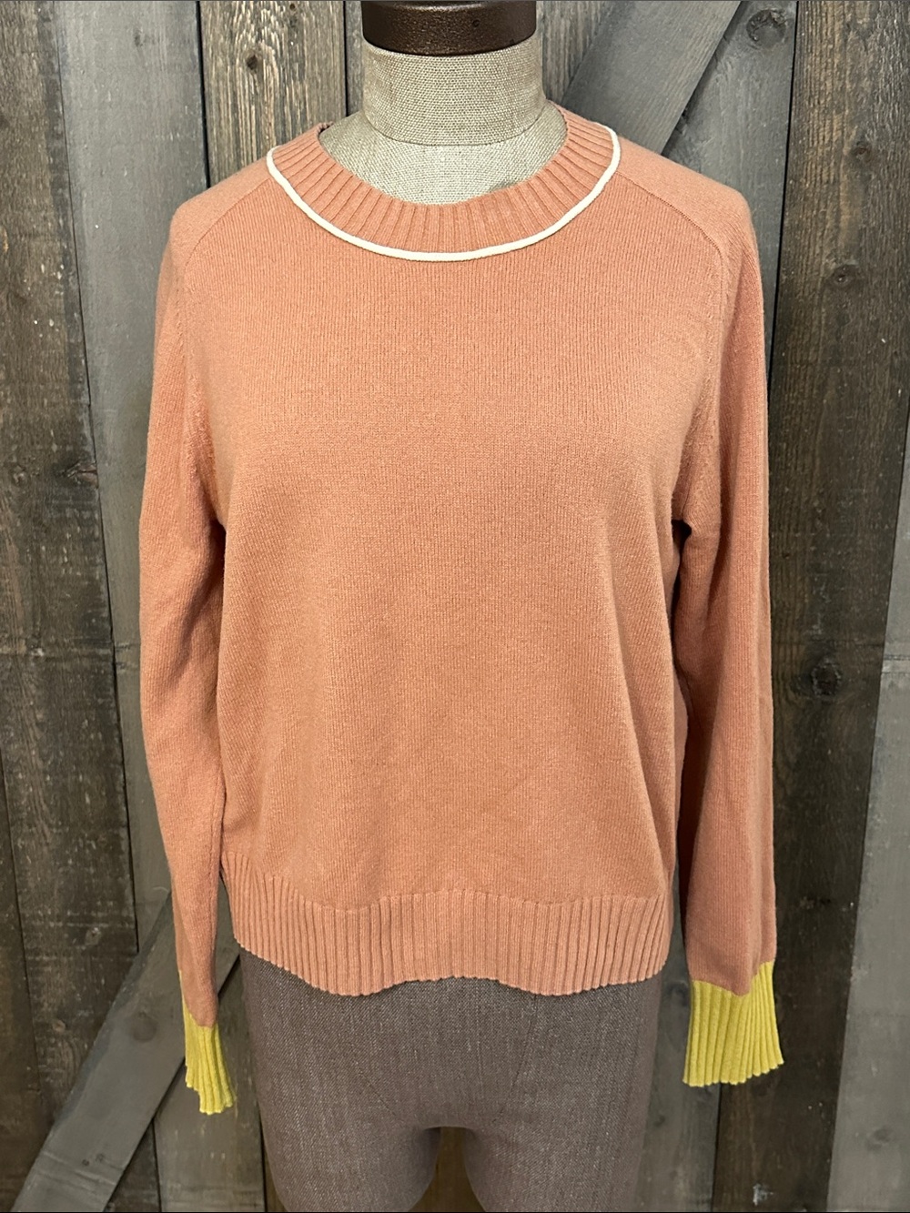 Everlane Cashmere Wool Sweater Peach Crewneck Cozy Fall Casual Minimalist Medium